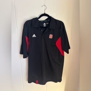 Adidas NC State Wolfpack Men's Polo Shirt in Black with Red Accents